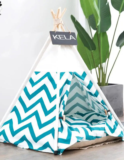 Load image into Gallery viewer, Pet Tent House Cat Bed Portable Teepee with Thick Cushion and 6 Colors Available for Dog Puppy Excursion Outdoor Indoor
