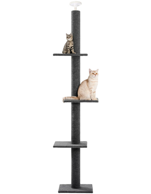 Load image into Gallery viewer, 90-107" Floor to Ceiling Cat Tree Tower 4 Tier Tall Cat Climbing Posts Adjustable, Gray
