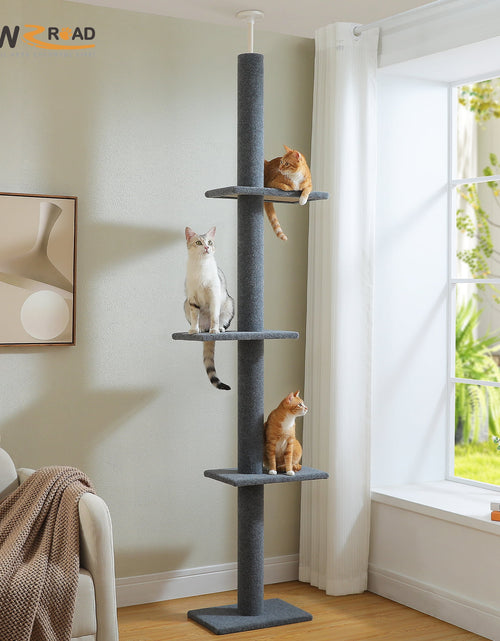 Load image into Gallery viewer, 90-107" Floor to Ceiling Cat Tree Tower 4 Tier Tall Cat Climbing Posts Adjustable, Gray
