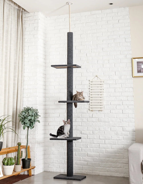 Load image into Gallery viewer, 90-107" Floor to Ceiling Cat Tree Tower 4 Tier Tall Cat Climbing Posts Adjustable, Gray
