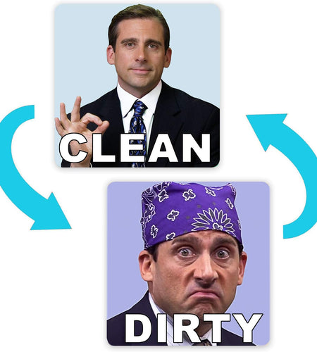 Michael Scott Prison Mike Dishwasher Magnet Clean Dirty Sign Sticker Strongest Magnet Double Sided Flip with Metal Magnetic Plate Universal Kitchen Dish Washer Reversible Indicator