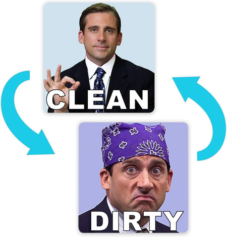 Michael Scott Prison Mike Dishwasher Magnet Clean Dirty Sign Sticker Strongest Magnet Double Sided Flip with Metal Magnetic Plate Universal Kitchen Dish Washer Reversible Indicator