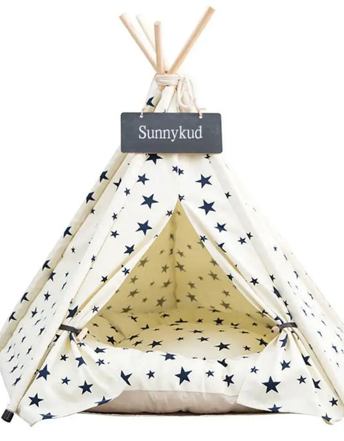 Load image into Gallery viewer, Pet Tent House Cat Bed Portable Teepee with Thick Cushion and 6 Colors Available for Dog Puppy Excursion Outdoor Indoor
