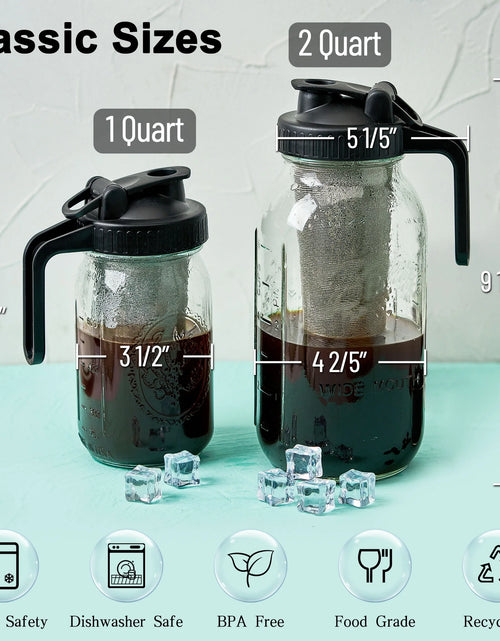 Load image into Gallery viewer, Cold Brew Coffee Maker - 32Oz Stainless Steel Filter Cold Brew Pitcher Jar, No Leaks Cold Brew Mason Jar Coffee Maker, Easy to Clean Cold Coffee Maker
