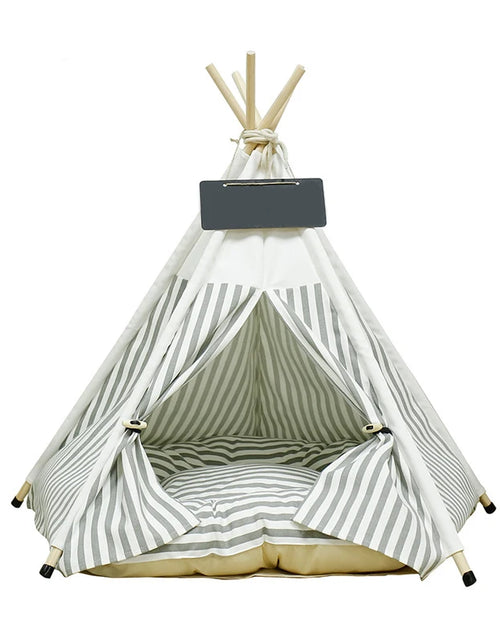 Load image into Gallery viewer, Pet Tent House Cat Bed Portable Teepee with Thick Cushion and 6 Colors Available for Dog Puppy Excursion Outdoor Indoor

